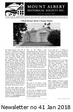 MAHS Newsletter no 41 Jan 2018